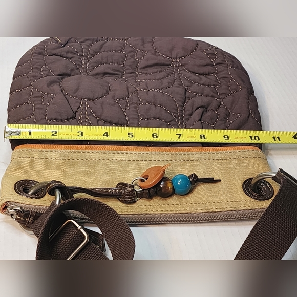 FOSSIL Key-Per Brown, Orange, Teal quilted organizer crossbody bag purse A6 - Picture 11 of 12